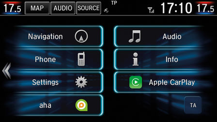 Scatto del lato rivolto verso l'alto delle icone del touchscreen Honda CR-V Hybrid.