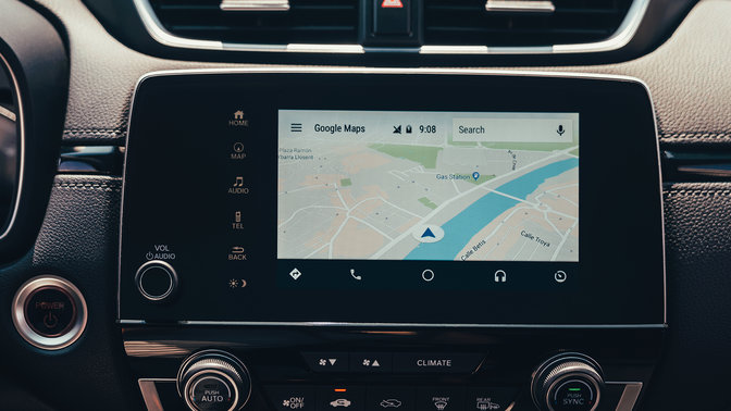 Scatto del lato rivolto verso l'alto delle icone del touchscreen Honda CR-V Hybrid.