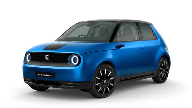 Vista laterale di tre quarti di Honda e Blue Metallic.