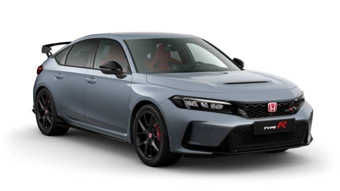 Honda Civic Type R grigia, vista di tre quarti