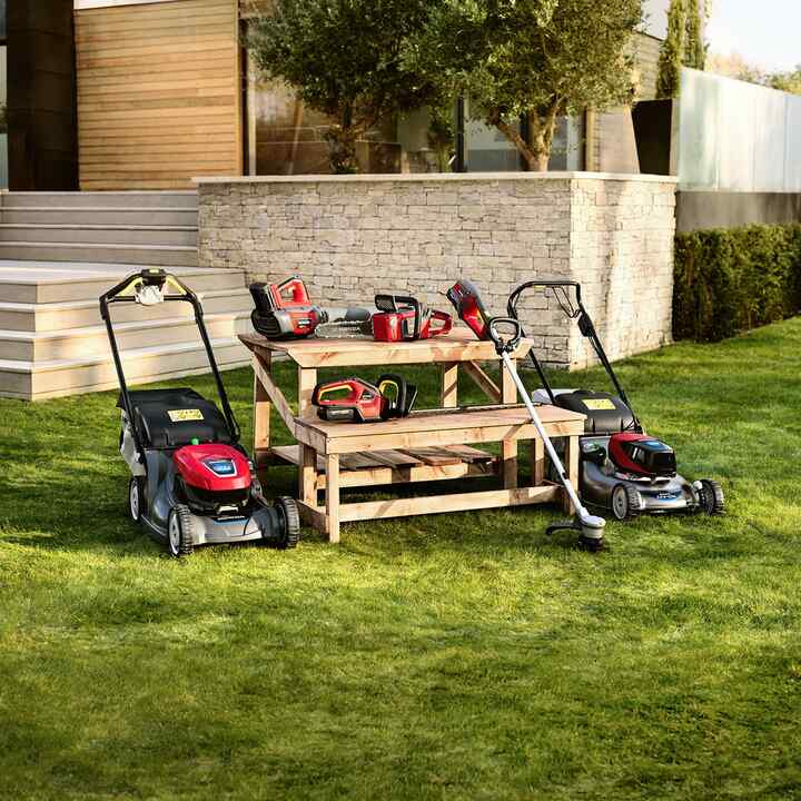 Donna che utilizza un tagliasiepi in giardino