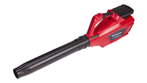 Soffiatore a batteria, inquadratura di tre quarti, lato destro.