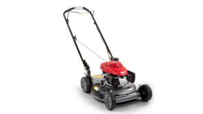 Rasaerba Honda, inquadratura anteriore di tre quarti, rivolto a destra.