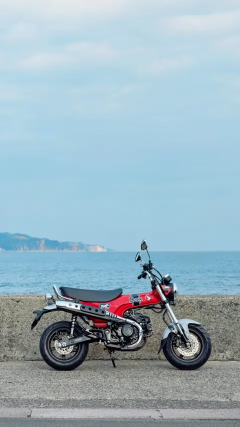 Dax 125 immagine statica laterale con pilota e passeggero