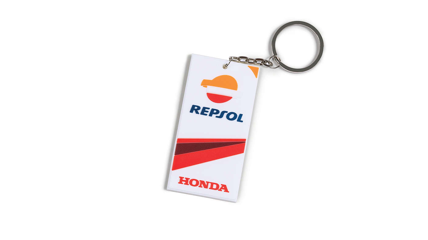 Portachiavi con colori Honda MotoGP e logo Repsol.