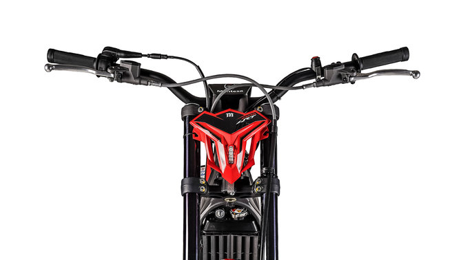 Vista dettagliata anteriore del manubrio della Honda Montesa Cota 4RT 260R.