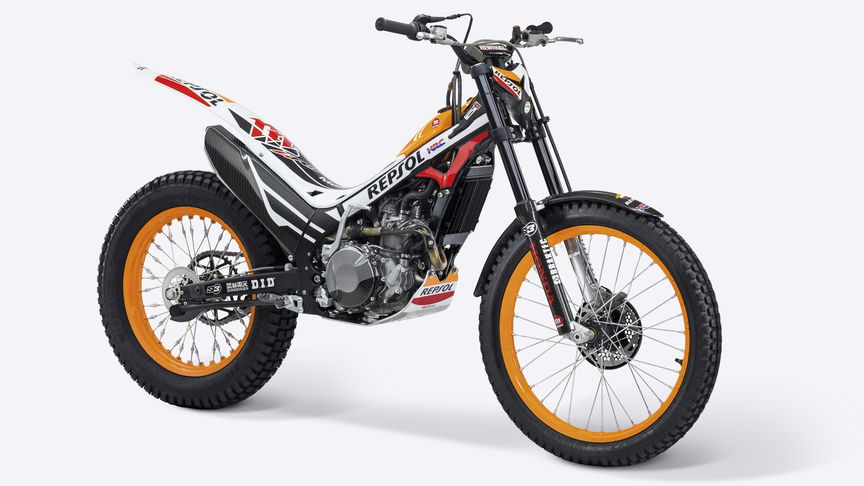 Inquadratura laterale destra della Cota 4RT Repsol Replica