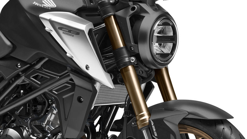 Honda CB125R, forcelle anteriori a funzioni separate Big Piston (SFF-BP) Showa da 41 mm di diametro