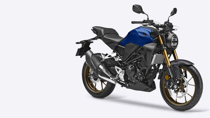 3/4 frontale degli interni Honda CB300R Neo Sports Café.
