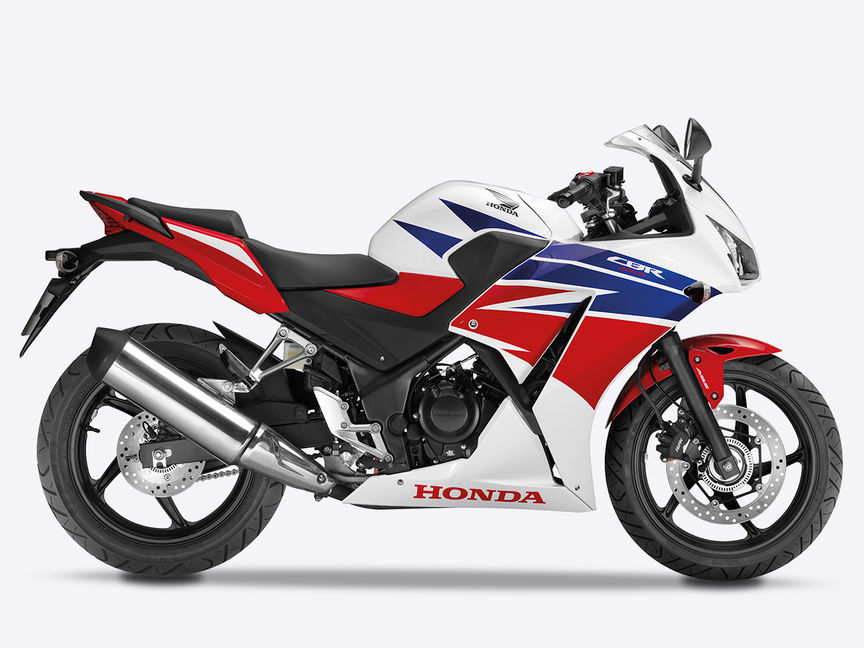CBR300R supersportiva studio Ross White tricolore vista laterale