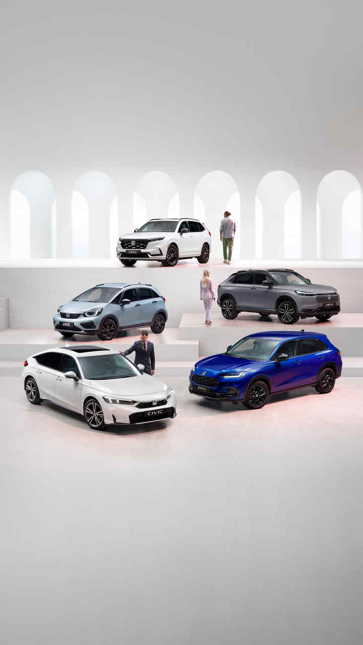 Gamma di veicoli ibridi Honda su palchi
