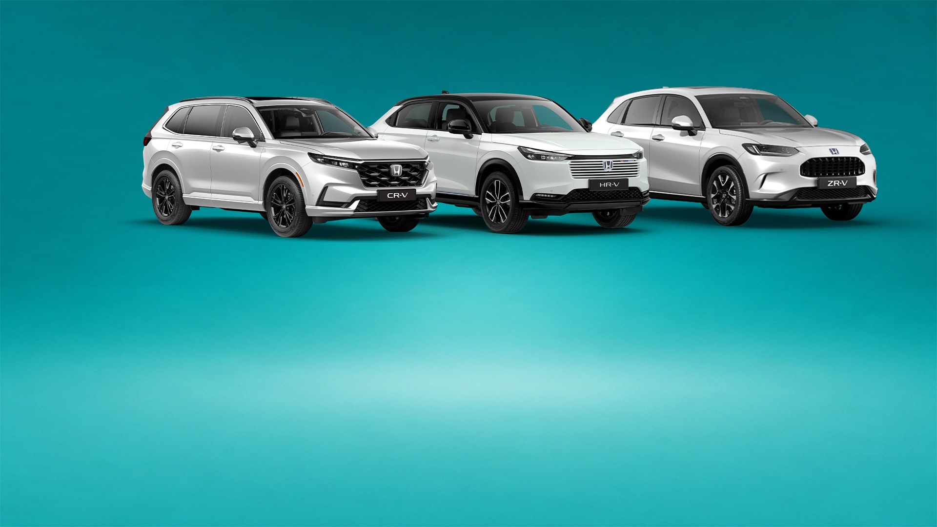 Un CR-V, ZR-V e HR-V bianco su sfondo blu