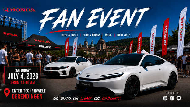 Immagine del Honda Fan Event con data e luogo, sabato 4 luglio a Derendingen