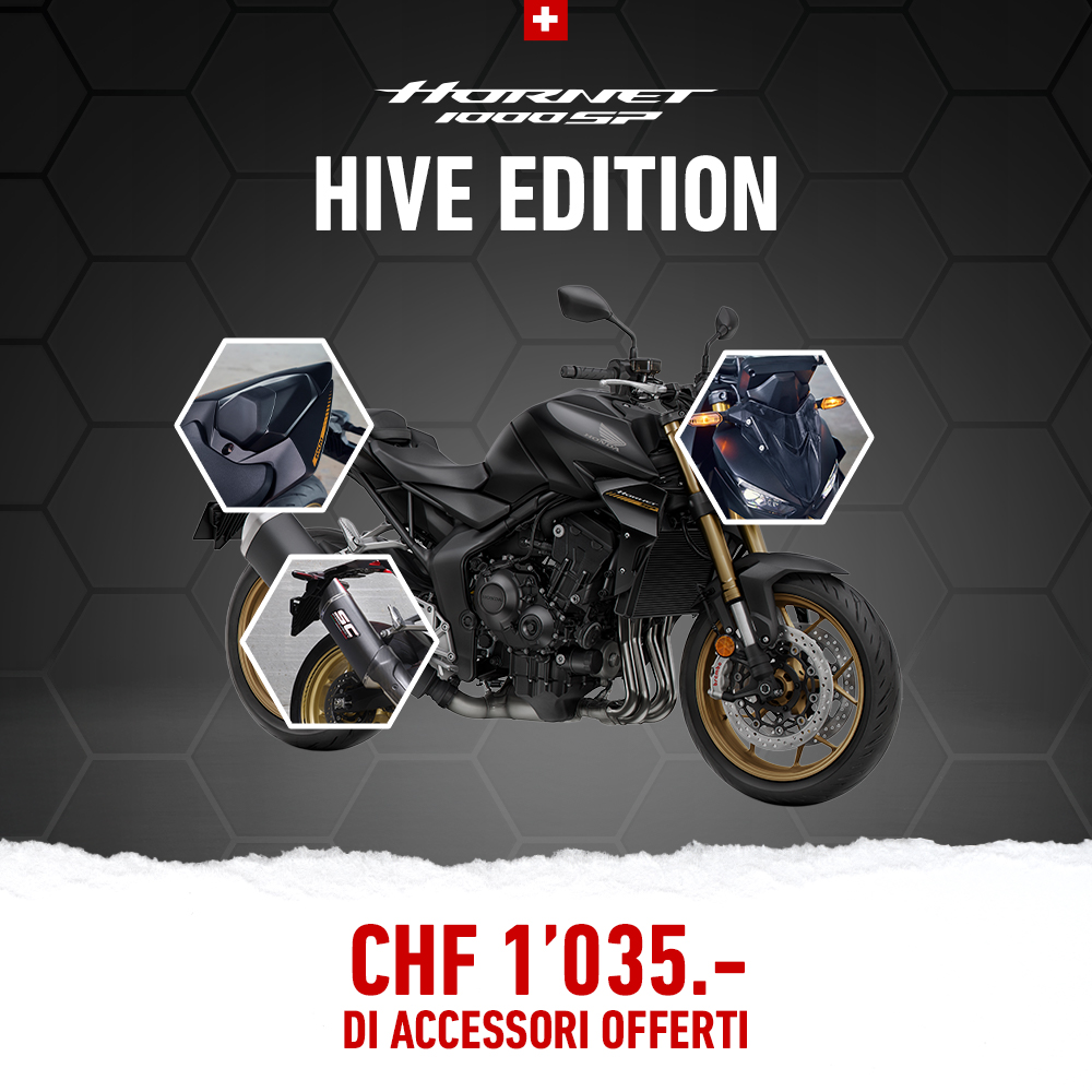Hornet 1000 hive edition avec détails des accessoires sur la moto